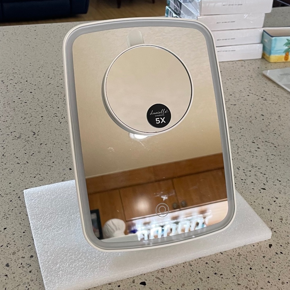 Danielle Travel LED Makeup Mirror with 5X Magnifier included.